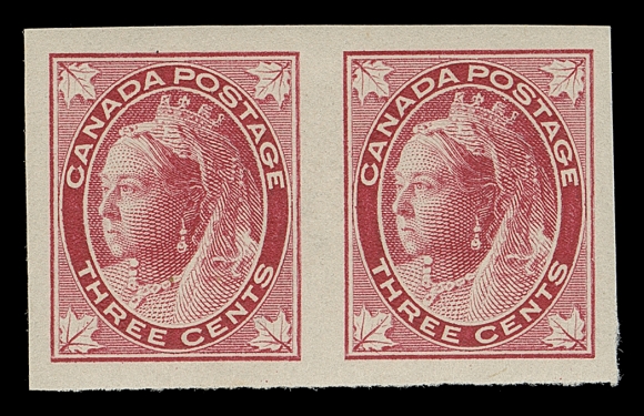 CANADA  69a,A superb mint imperforate pair with very large margins, brilliant fresh colour and full original gum; seldom encountered this nice, XF LH; 2012 BPA cert.