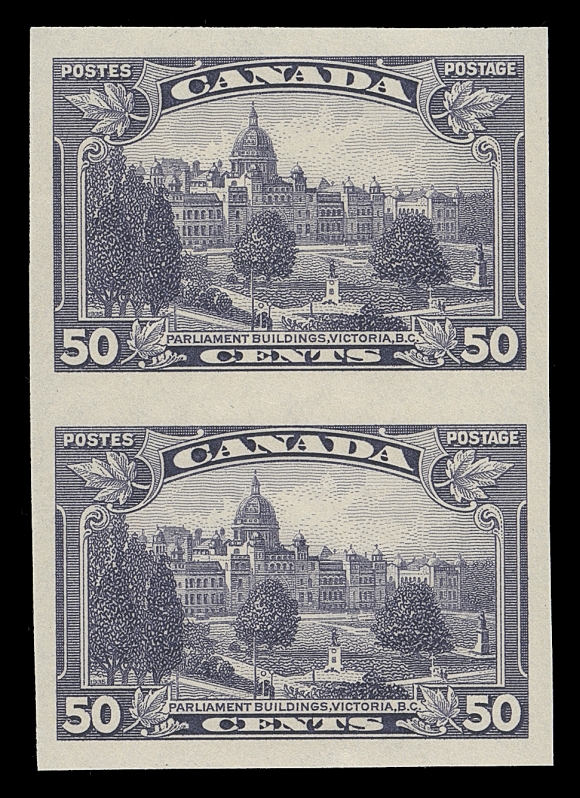 CANADA  217c-227a,The complete set of eleven mint imperforate pairs; 1c to 8c in horizontal format, 10c to $1 in vertical format, each with lovely fresh colour, ample to large margins and full original gum; a beautiful set of this popular series, VF NH; each pair is accompanied by 2014 RPS of London cert.