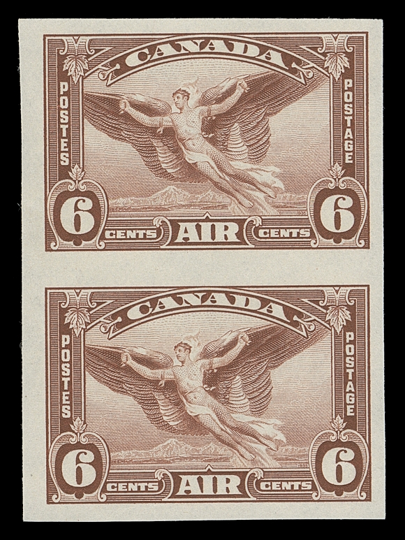 CANADA  C5b,Mint imperforate pair with post office fresh colour and pristine original gum, VF+ NH
