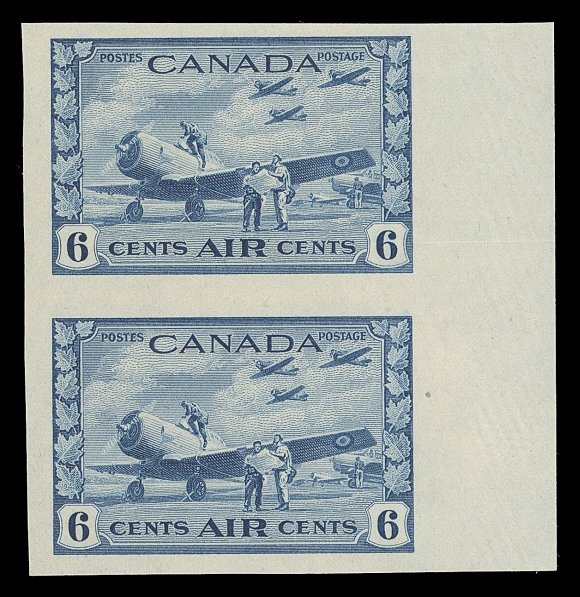 CANADA  C7a,A fresh mint imperforate pair with sheet margin at right and full unblemished gum, scarce this nice, XF NH
