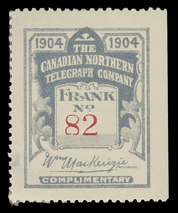 CANADA TELEPHONE AND TELEGRAPH FRANKS  TNR1,A fresh mint single, small hinge thin at lower left, well centered with large part OG, VF (Van Dam cat. $950)