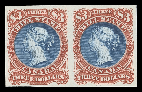CANADA REVENUES (FEDERAL)  FB18/FB36,Sixteen different denominations in plate proof pairs in the issued colours on card mounted india paper (lacking the 20c which does not exist in the issued colour), also extra $1, $2 & $3 pairs on india paper, VF 