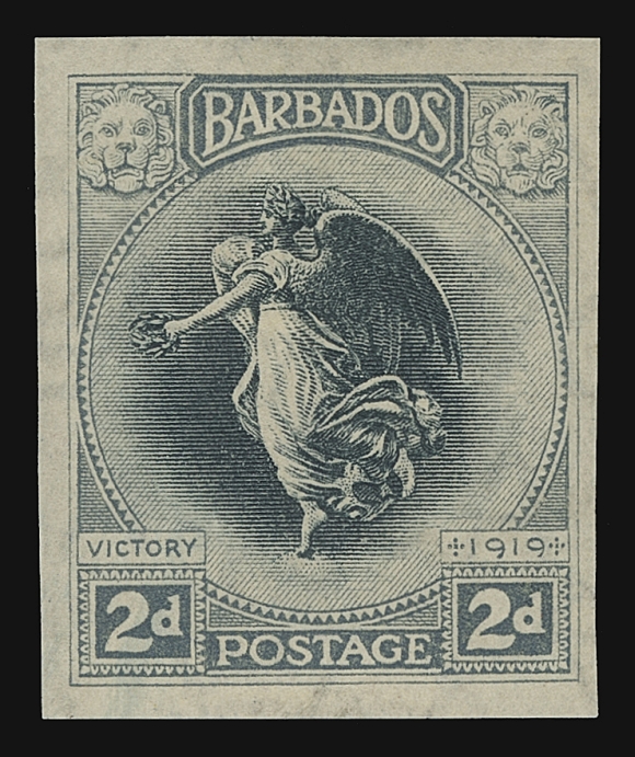 BARBADOS  140-150,An extremely rare plate proof set of ten on thick watermarked gummed paper; described as "the only single set" according to the authoritative "The Stamps of Barbados" handbook by Edmund Bayley, VF OG (SG 201-211) ex. Vestey Collection (September 2015; Lot 82)