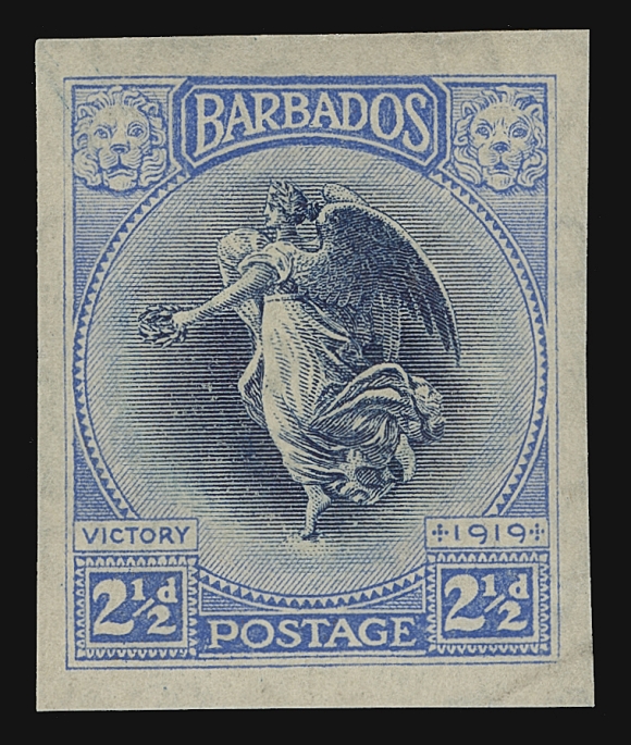 BARBADOS  140-150,An extremely rare plate proof set of ten on thick watermarked gummed paper; described as "the only single set" according to the authoritative "The Stamps of Barbados" handbook by Edmund Bayley, VF OG (SG 201-211) ex. Vestey Collection (September 2015; Lot 82)