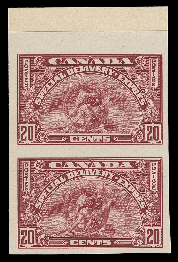 CANADA  E6P, E8P,Plate proof pairs in the issued colours on card mounted india paper, sheet margins at top and at foot respectively, VF