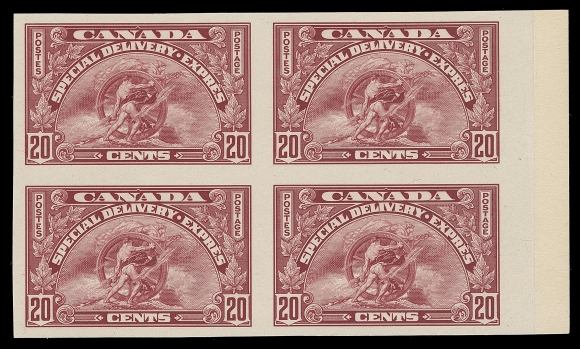 CANADA  E6P,Right margin plate proof block in the issued colour on card mounted india paper, VF