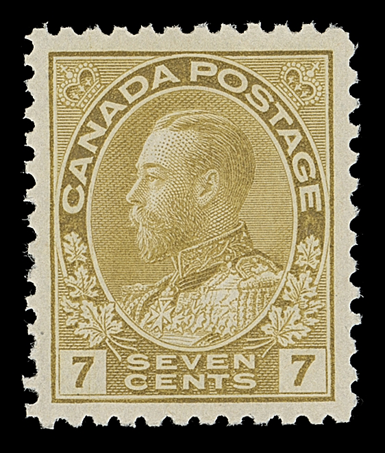 CANADA  113b,A superior mint example of this difficult first printing, very well centered with intact perforations all around, full unblemished original gum; a scarce stamp to find with such attributes, XF NH; 2014 Greene Foundation & 2021 PSE certs., the latter Graded XF 90; this scarcer first printing is unpriced in any grade.