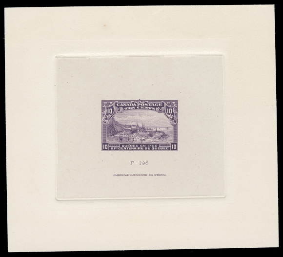 CANADA  101,Large Die Proof in the issued colour on india paper 75 x 63mm, die sunk on larger card 120 x 108mm; the hardened die with die "F-195" number and ABNC imprint; a beautiful proof, XF