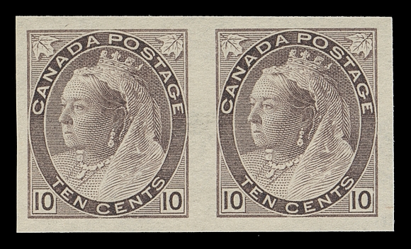 CANADA  74v/83ii,Six different imperforate pairs, ungummed as issued and the complete set as such, on vertical wove paper (the 5c on bluish horizontal wove as always); the 2c carmine is from the elusive Die II, VF (Unitrade 74v, 75vi, 77d, 79ii, 82ii, 83ii, cat. $5,950)