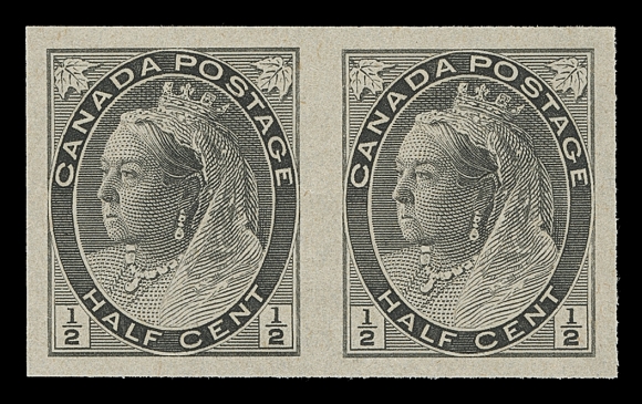 CANADA  74v/83ii,Six different imperforate pairs, ungummed as issued and the complete set as such, on vertical wove paper (the 5c on bluish horizontal wove as always); the 2c carmine is from the elusive Die II, VF (Unitrade 74v, 75vi, 77d, 79ii, 82ii, 83ii, cat. $5,950)