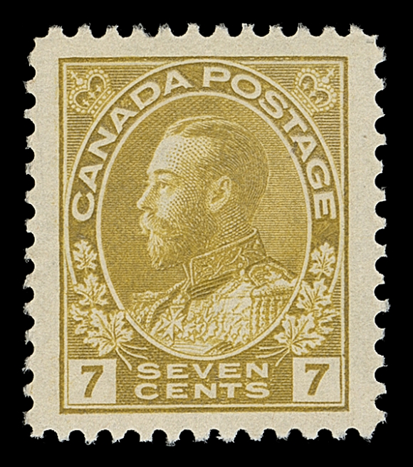 CANADA  113a,A visually stunning stamp, superbly centered with exceptionally large margins all around, printed in a distinctive deep shade, full pristine original gum. Rarely seen attributes and among the largest margined examples we have seen on an Admiral stamp, XF NH JUMBO