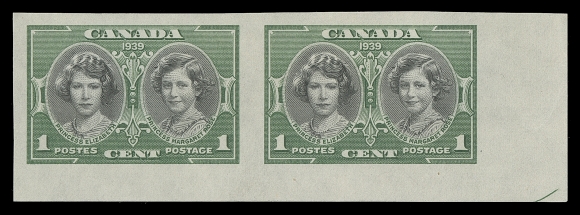 CANADA  246a-248a,An appealing set of imperforate pairs, each a corner margin position with portion of printer