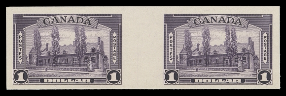 CANADA  241-245, C6,The complete set of four plate proof pairs in issued colours (13c does not exist) with horizontal gutter margins between, in an excellent state of preservation. An elusive set, VF (Unitrade cat. $1,600 for normal pairs only; no premium added for interpanneau gutter margins) 