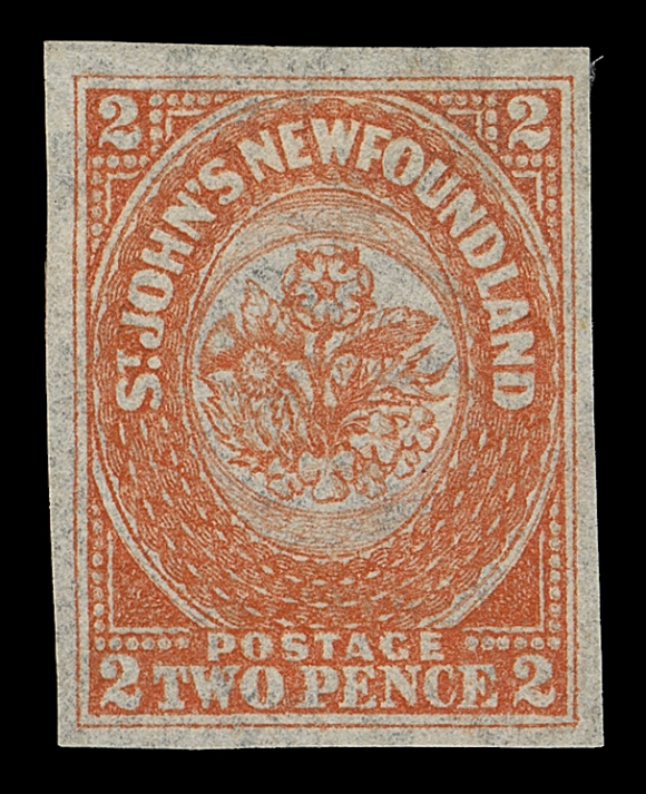 NEWFOUNDLAND  11i,A  selected unused single with larger margins than normally seen, fabulous colour and showing portion of papermaker