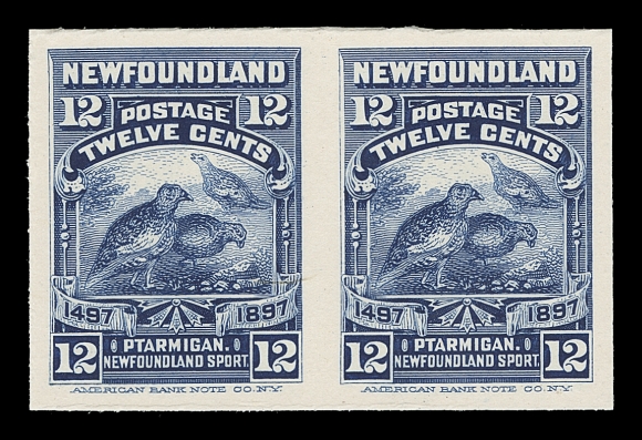 NEWFOUNDLAND  61-74,The complete set of fourteen in selected plate proof pairs on card mounted india paper, all in horizontal format, with bright fresh colours and large margins; includes a pair of the 12c slate blue shade, VF