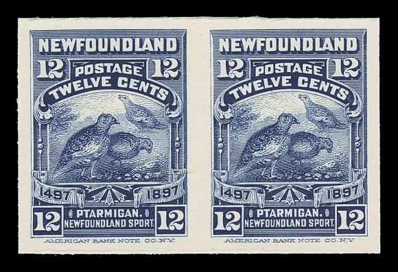 NEWFOUNDLAND 61-74,The complete set of fourteen in selected plate proof pairs on card mounted india paper, all in horizontal format, with bright fresh colours and large margins; includes a pair of the 12c slate blue shade, VF