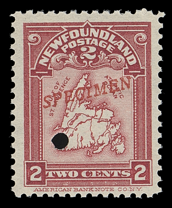 NEWFOUNDLAND  78-86,The complete set of forty-seven mint singles, each with American Bank Note security punch and Specimen overprints of various types and colours representing all known printing orders, spanning a period of over 20 years; displaying the wide range of shades, papers and gums used 1897 to 1918. Generally only one sheet of 100 of each printing order was produced, F-VF NH