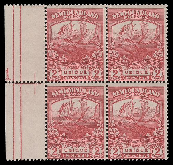 NEWFOUNDLAND  116, b,Left plate "1"  and Right Plate "2", both in distinctive shades, fresh and very lightly hinged. A very scarce duo, Fine+ (Walsh 108b, 108c $1,540)