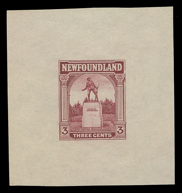 NEWFOUNDLAND  133,Large Trial Colour Die Proof in carmine on horizontal wove paper 45 x 47mm; unusual as most existing trial colours are much smaller (close to stamp size), VF