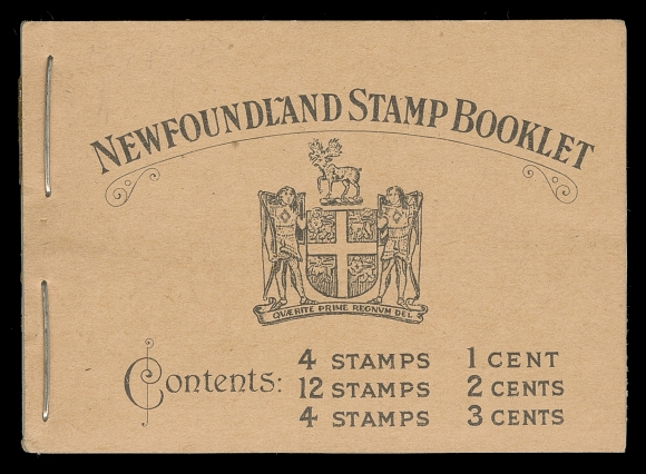 NEWFOUNDLAND  BK3,Complete booklet in pristine condition, contains all five panes line perf 14, all well centered and fresh mint NH, with all advertising interleaves. Covers are clean and unmarked, XF