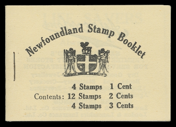 NEWFOUNDLAND  BK4a,Complete booklet in post office fresh condition, contains all five panes comb perf 13½, all well centered mint NH along with all advertising pages; covers are superb, XF