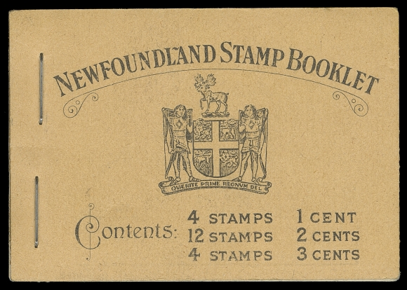 NEWFOUNDLAND  BK2a,Complete booklet contains nicely centered NH perf 13.2 panes and all advertising pages, light crease along staple line on back cover, VF