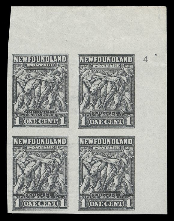 NEWFOUNDLAND  184c,Upper left and upper right imperforate blocks with Plate "2" and "4" respectively, minor wrinkle in margins, VF