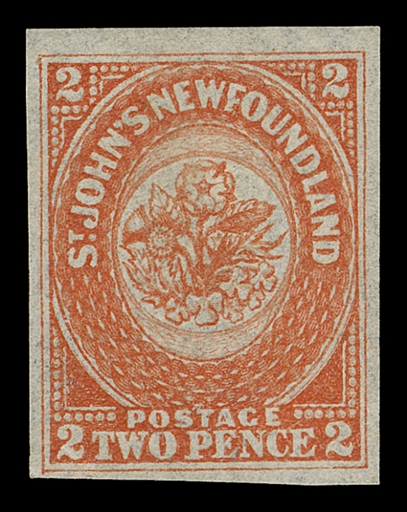 NEWFOUNDLAND  11,A large margined mint example with original gum somewhat disturbed but displaying exceptional margins colour; A. Brun backstamp, XF (Cat. as unused)