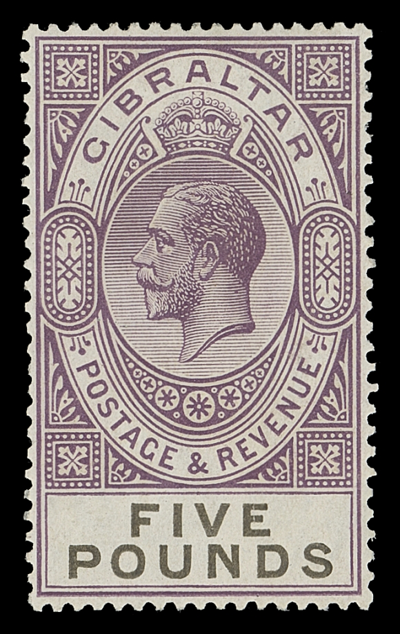 GIBRALTAR  93,A remarkably fresh, well centered mint single with sharp colours, VF LH (SG 108 £1,600)