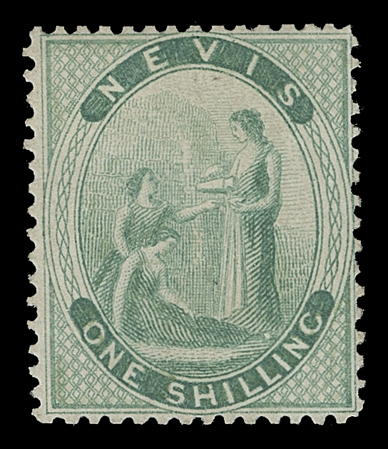 NEVIS  12,An attractive mint single, well centered for the issue and in a distinctive shade, large part OG; signed W.H.C. (Warren Colson), VF (SG 13 £300)