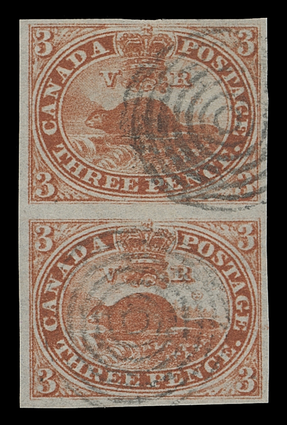 CANADA  4d,A premium quality used pair with large margins, radiant colour and neat concentric rings cancels; a beautiful pair in all respects, XF; 2005 Greene Foundation cert. ex. "Loch" Collection (April 1999; Lot 92)