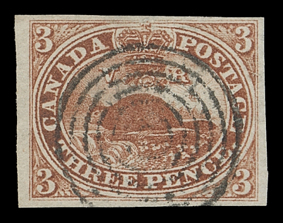 CANADA  4 variety,A selected used example showing the documented "Weeping Sun" plate variety clear of the neat concentric rings cancel, fabulous colour, VF+ (Unitrade cat. as normal)