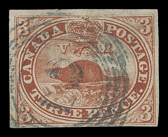 CANADA  4c,The scarcer printing on this distinctive fragile paper, sharp impression, ample to large margins and clear four-ring 
