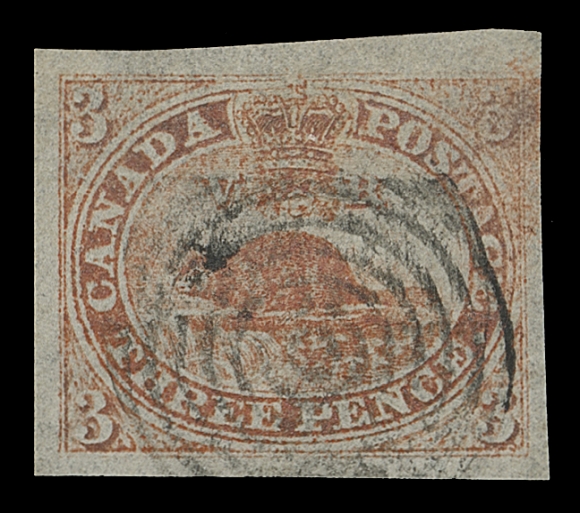 CANADA  1,An impressive large margined example with prominent laid lines,  printer