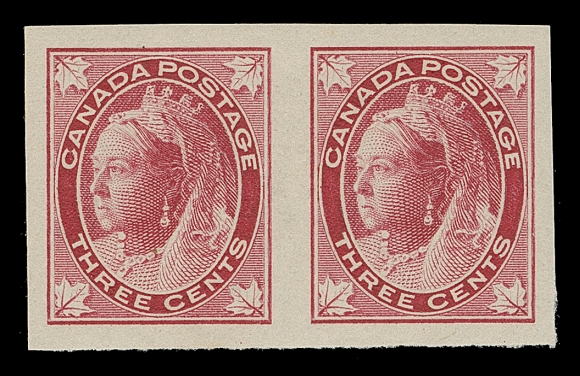CANADA  69a,A superb mint imperforate pair with large margins, brilliant fresh colour and full original gum; seldom encountered this nice, XF LH; 2012 BPA certificate