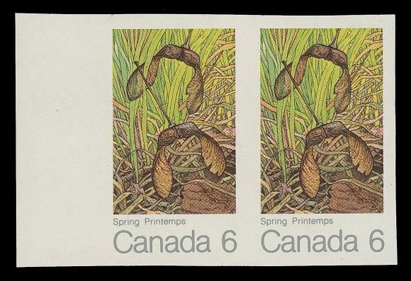 CANADA  535a,A choice mint imperforate pair with sheet margin at left, VF NH
