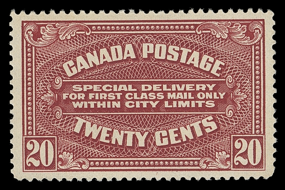 CANADA  E2a,A choice mint example, very well centered with large margins, deep rich colour, quite a challenge to find, VF+ NH