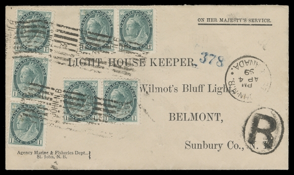 CANADA  1899 (April 4) Agency Marine & Fisheries Dept. OHMS envelope with pre-printed addressee Light House Keeper, Wilmot