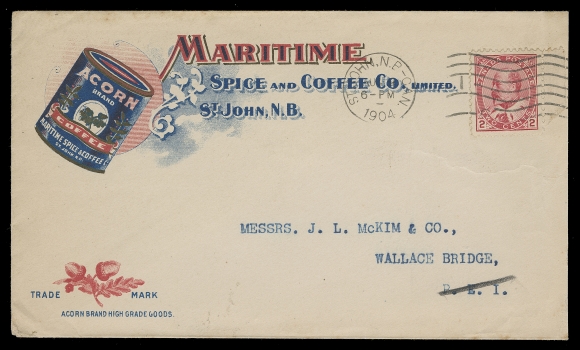 CANADA  A collection of 130 covers / cards, a large percentage franked with Small Queen or late Victoria issues; includes couple Large Queen - one franked with the scarcer 3c on soft white "blotting" paper. Many different businesses and themes are represented, many accompanied by a concise historical description. Noted grocers, fish provision & processing, flour & milling, meat packing, about 30 covers / cards related to tea merchants, importers and blenders. Many years of searching were needed to assemble this comprehensive lot. Condition ranges from small faults to very fine; a wonderful collection.