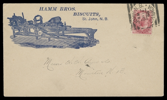 CANADA  A collection of 130 covers / cards, a large percentage franked with Small Queen or late Victoria issues; includes couple Large Queen - one franked with the scarcer 3c on soft white "blotting" paper. Many different businesses and themes are represented, many accompanied by a concise historical description. Noted grocers, fish provision & processing, flour & milling, meat packing, about 30 covers / cards related to tea merchants, importers and blenders. Many years of searching were needed to assemble this comprehensive lot. Condition ranges from small faults to very fine; a wonderful collection.