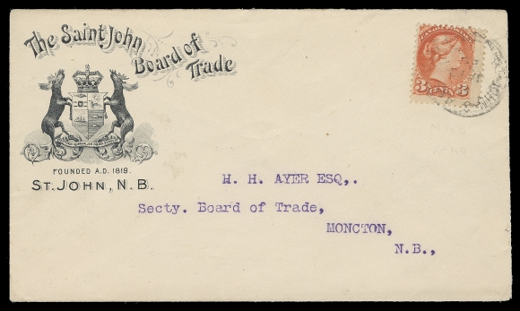 CANADA  Lot of 56 covers / cards, majority franked with Small Queen or late Victoria issues. Various businesses and themes are mounted with a concise historical description of the company. Noted finance, banks, barrister, legal, insurance, telegraph, government / departments, business schools. Many interesting and beautifully illustrated covers are shown. Overall condition varies from mixed to very fine.