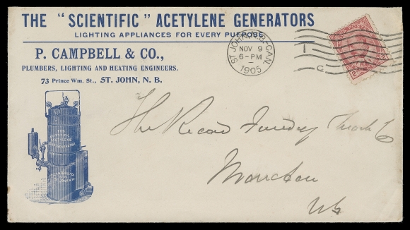 CANADA  A substantial lot of about 125 covers / cards, from Small Queen to KGVI, emphasis on late 1890s & early 1900s. Numerous businesses and themes, many displayed in individual plastic sleeve. Mixed condition throughout but noted many attractive and elaborate illustrated covers. Worth a close look.