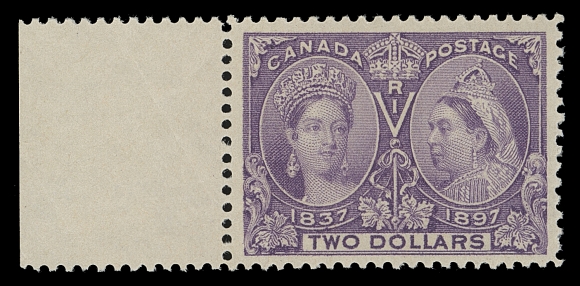 CANADA  62,An outstanding mint single of this challenging stamp showing true deep rich colour and sharp impression on pristine fresh paper, well centered with full sheet margin at left, displaying exceptional overall freshness, intact perforations and the nicest original gum one can hope to find on this particular stamp. A superb example with wonderful appeal, VF NH; 2004 Greene Foundation and 2020 PSE certificates (latter Graded VF 80)