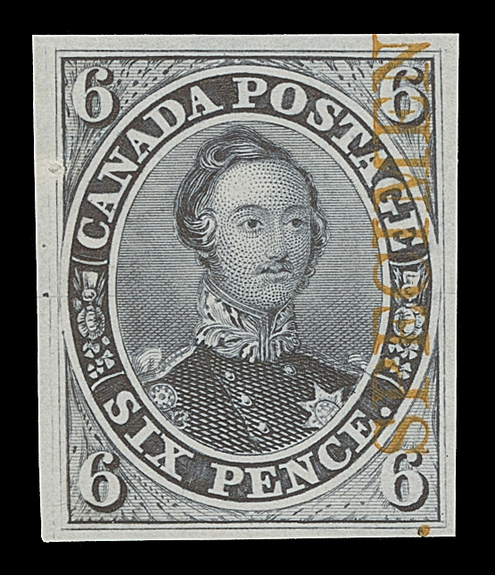 CANADA  2TCv, 2TCxiii,Trial colour plate proofs on india paper in grey and in lilac, each with vertical SPECIMEN overprint in orange, VF