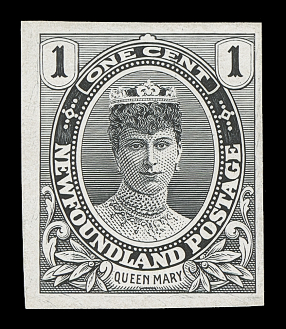 NEWFOUNDLAND 104-114,the complete set of eleven engraved plate proofs, printed in black on thick white wove paper or thick card; a scarce and appealing set, VF