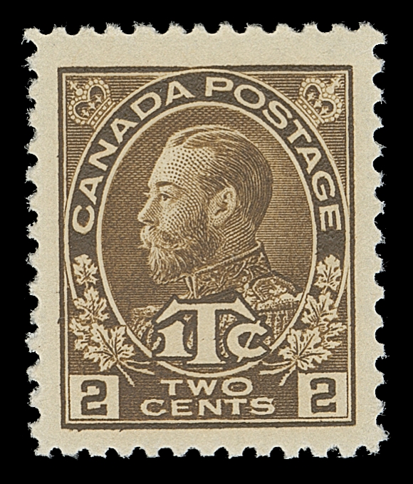 CANADA  MR4a,An extraordinary mint single, well centered amidst remarkably large margins for the issue, characteristic colour and impression, intact perforations and full original gum. A wonderful stamp, XF LH GEM