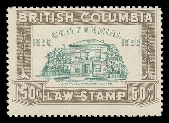 CANADA REVENUES (PROVINCIAL)  BCL48a,A very scarce mint single with the ORANGE OMITTED colour error, perforated all around, Fine NH