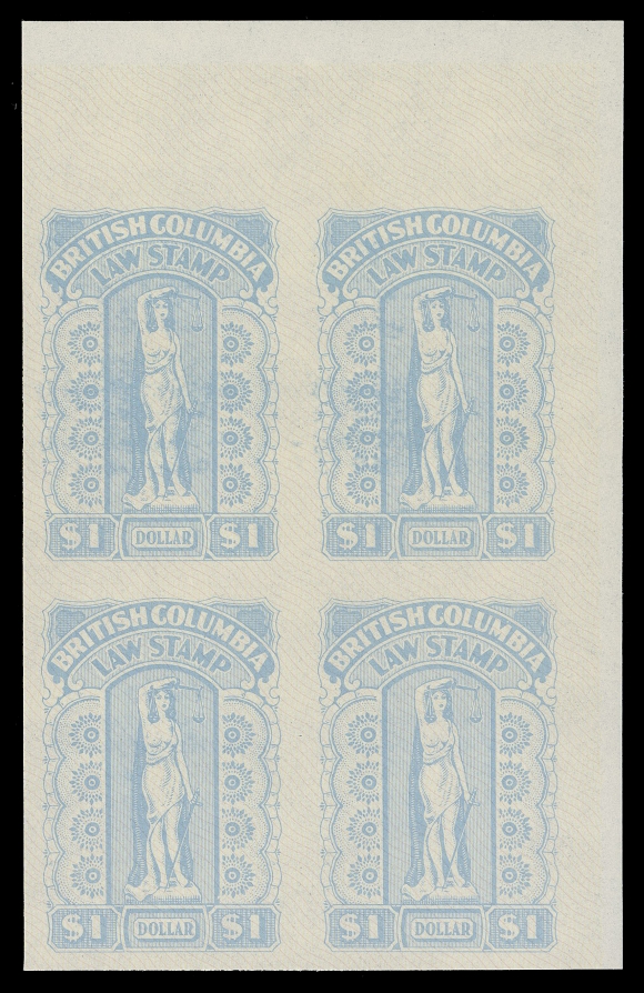 CANADA REVENUES (PROVINCIAL)  BCL63a,Mint imperforate corner margin block of four, choice, VF NH