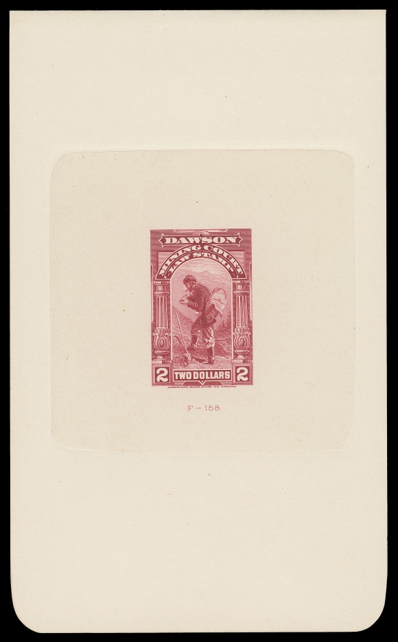 CANADA REVENUES (PROVINCIAL)  YL5,Large Die Proof printed on india paper 75 x 75mm die sunk on larger card 94 x 155mm, showing die number "F-158" below design, rare and attractive, VF 