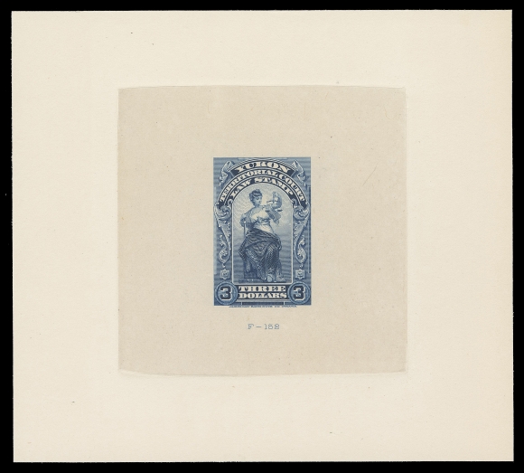 CANADA REVENUES (PROVINCIAL)  YL12,Large die proof in the issued colour on india paper 75 x 75mm, die sunk on card 130 x 117mm, die number "F-152" below design; in pristine condition and rare, XF